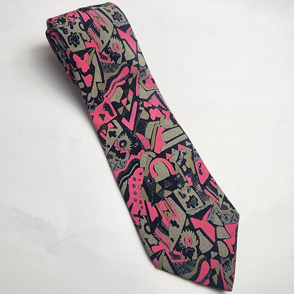 Missoni Cravatte Mens Multicolor Mixed Pattern Silk Tie 3.5" RARE